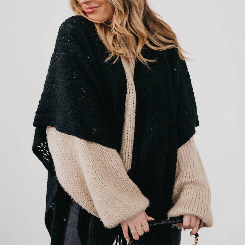 NEW PRETTY SIMPLE prince paisley knit shawl wrap in black